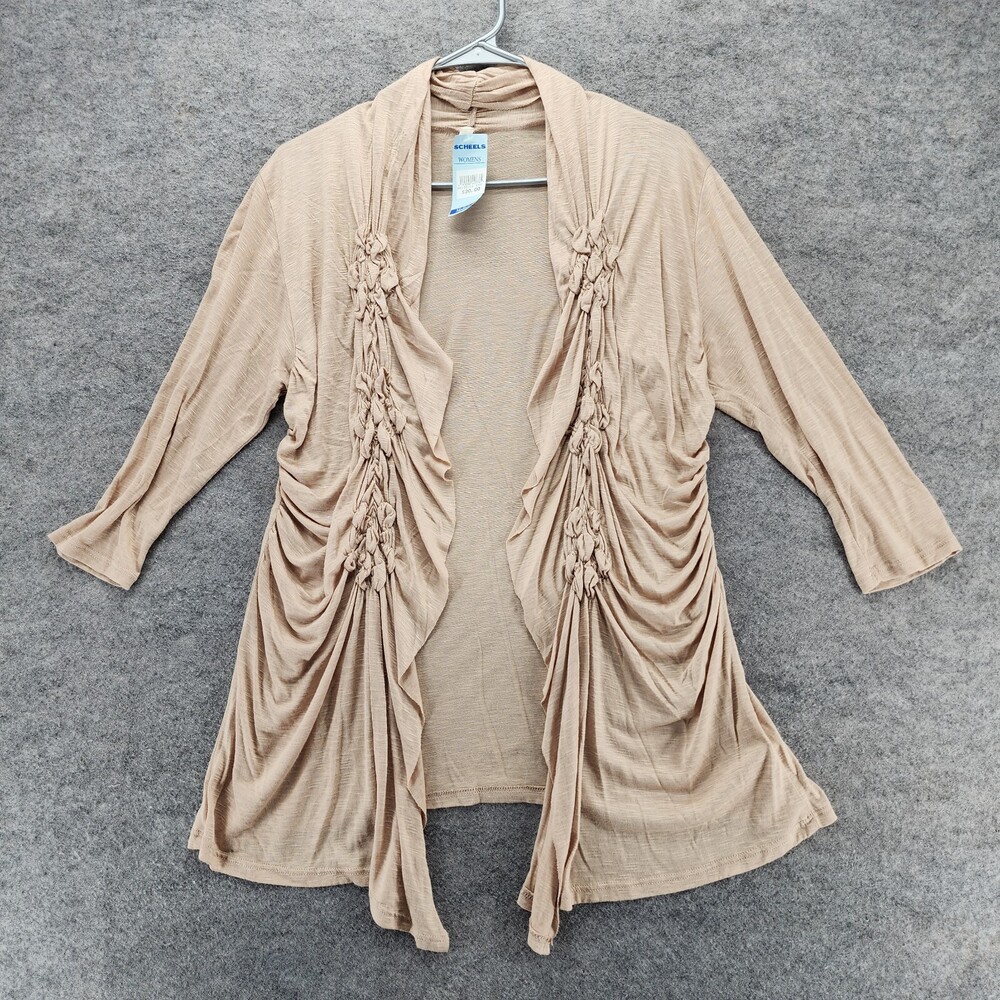 Ginger G Scheels Cardigan Womens Medium 3/4 Sleeve Beige Open Front